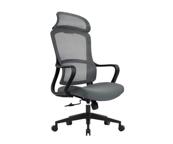 CF3010 Πολυθρόνα Γραφείου Διευθυντή, Mesh Μαύρο, Ύφασμα Γκρι